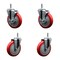 Service Caster 5'' Red Poly Wheel Swivel 7/16'' Grip Ring Stem Caster Set 2 Brakes, 4PK SCC-GR20S514-PPUB-RED-TLB-716138-2S2 - alternate 1